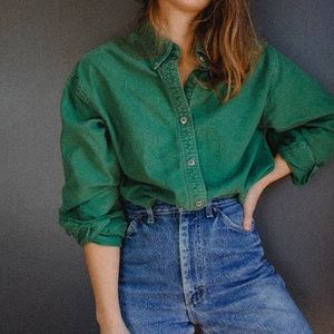 Vintage L.L. Bean Green Flannel Button Down Shirt